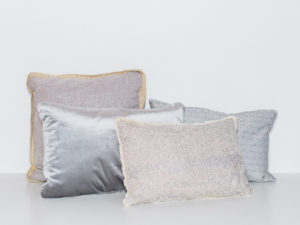 silver and gray pillows