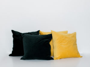 green and yellow pillows