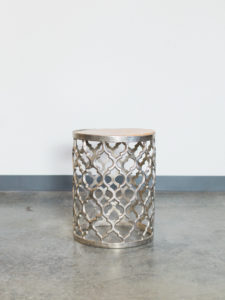silver and wood side table