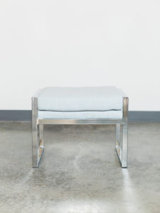 silver and blue bench
