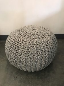 gray knit pouf